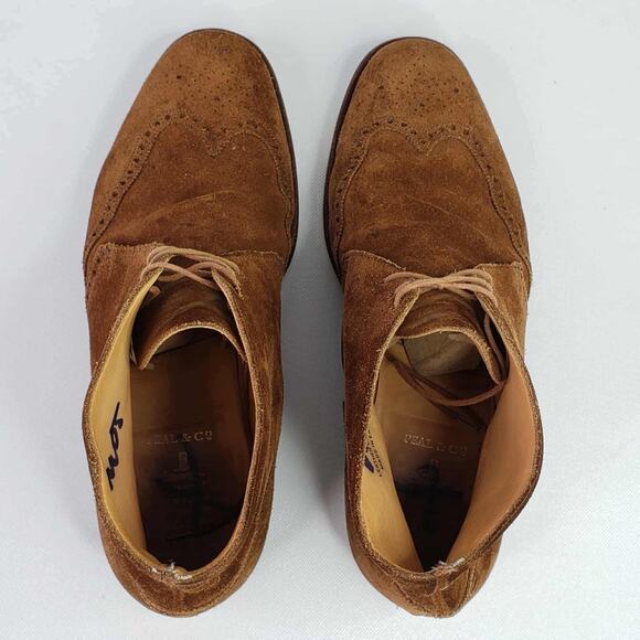Peal & Co x Brooks Brothers Suede Chukka Boots Wingtip Mens Size 11 D Brown - Picture 4 of 11